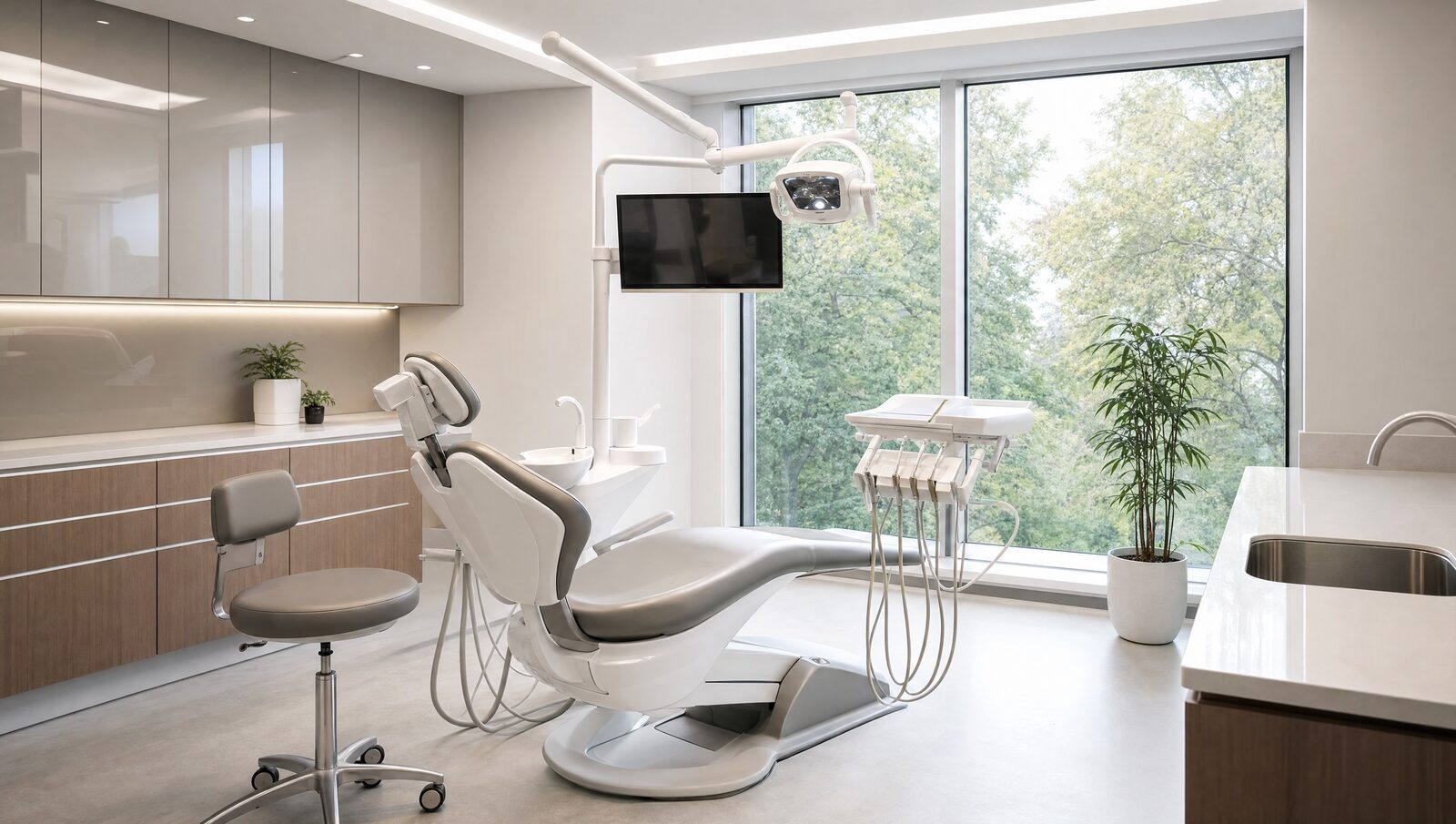 Modern dental operatory where laser gum contouring is performed