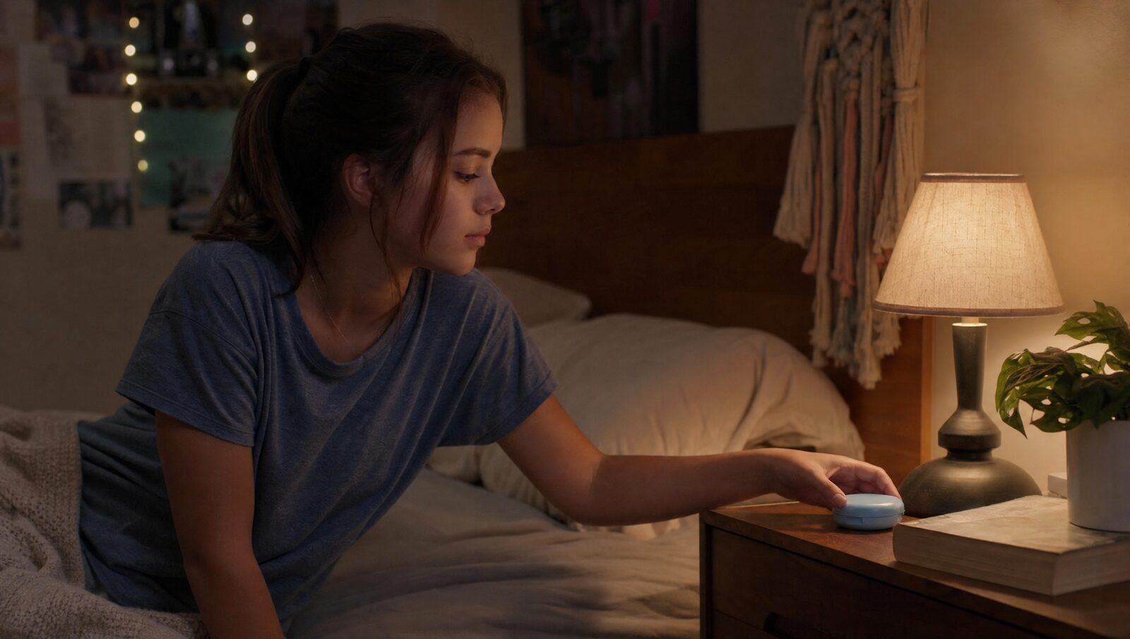 Retainer case on a nightstand as part of a nightly routine
